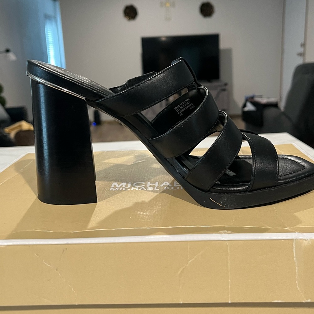 Michael Kors Black Block Heel Sandals